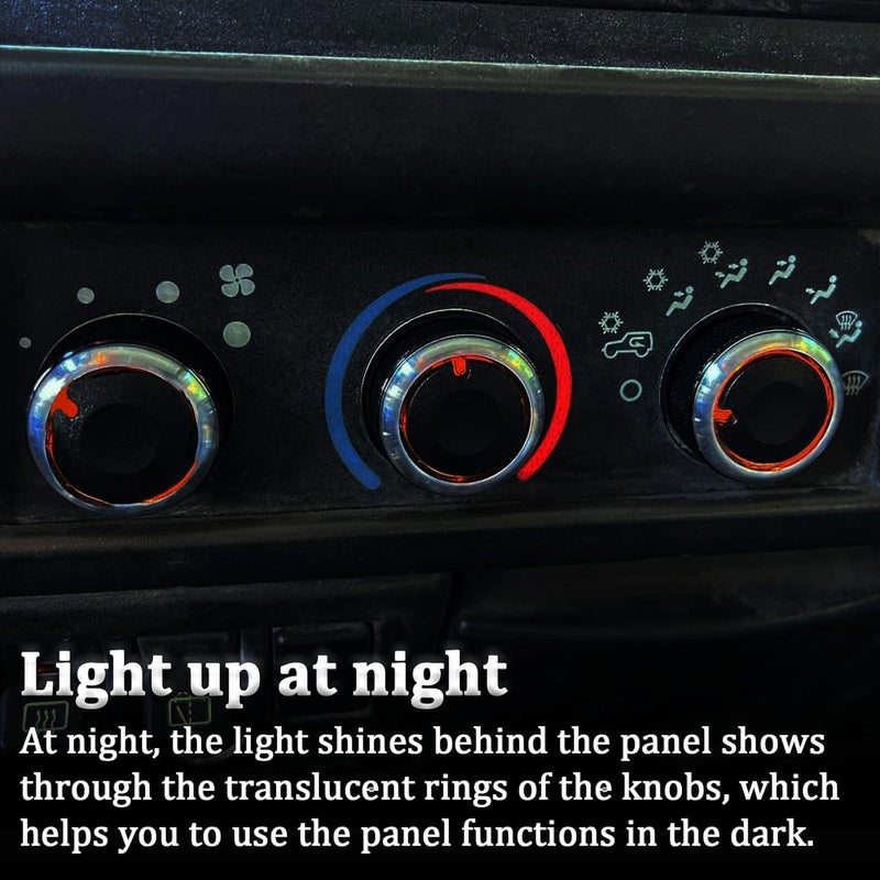 TOPINSTALL Stylish AC Knobs Compatible with 1999-2006 Jeep Wrangler Accessories, 3PCS A/C Climate Control Switch Button Heater Blower Temperature Fan Speed System Replacement 05011218AC 5011218AC - Image 4